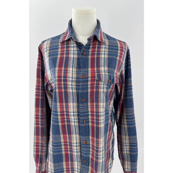 J Crew Womens Flannel Shirt Blue Red Plaid Cotton Top Long Sleeve Blouse S - Picture 3 of 9